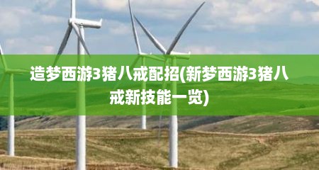造梦西游3猪八戒配招(新梦西游3猪八戒新技能一览)