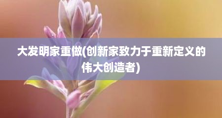 大发明家重做(创新家致力于重新定义的伟大创造者)