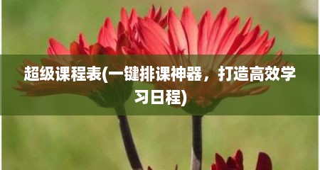 超级课程表(一键排课神器，打造高效学习日程)