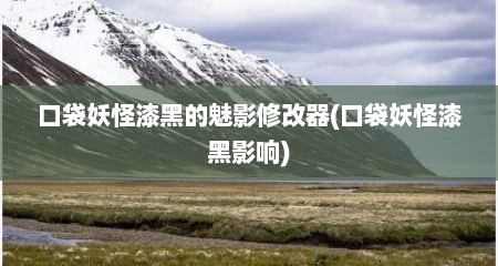 口袋妖怪漆黑的魅影修改器(口袋妖怪漆黑影响)