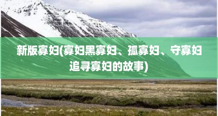新版寡妇(寡妇黑寡妇、孤寡妇、守寡妇追寻寡妇的故事)
