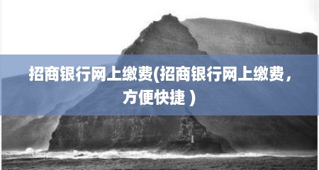 招商银行网上缴费(招商银行网上缴费，方便快捷 )