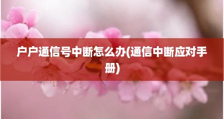 户户通信号中断怎么办(通信中断应对手册)