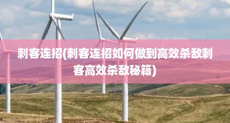 刺客连招(刺客连招如何做到高效杀敌刺客高效杀敌秘籍)