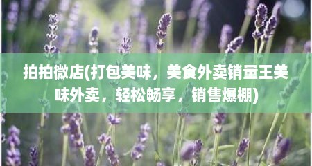 拍拍微店(打包美味，美食外卖销量王美味外卖，轻松畅享，销售爆棚)