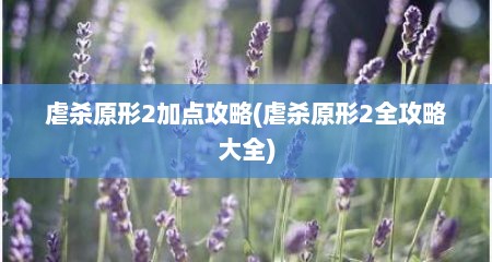 虐杀原形2加点攻略(虐杀原形2全攻略大全)