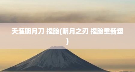 天涯明月刀 捏脸(明月之刃 捏脸重新塑)