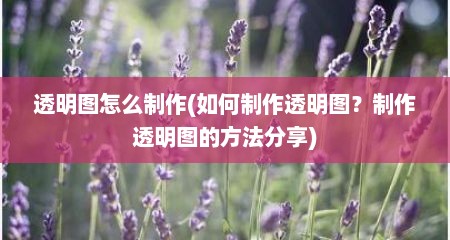 透明图怎么制作(如何制作透明图？制作透明图的方法分享)