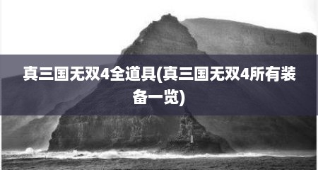 真三国无双4全道具(真三国无双4所有装备一览)