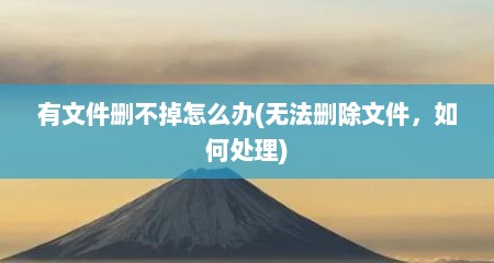有文件删不掉怎么办(无法删除文件，如何处理)