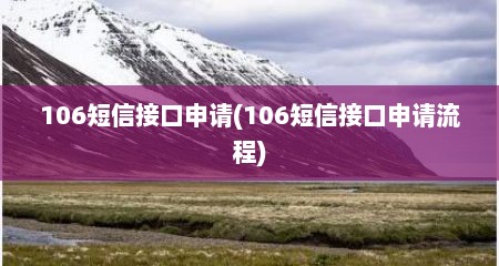 106短信接口申请(106短信接口申请流程)