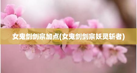 女鬼剑剑宗加点(女鬼剑剑宗妖灵斩者)