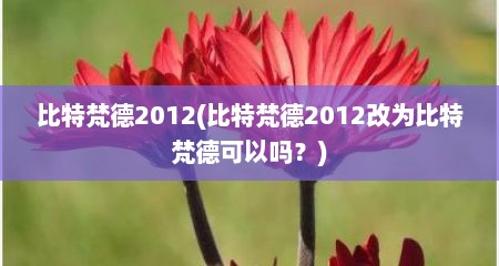 比特梵德2012(比特梵德2012改为比特梵德可以吗？)