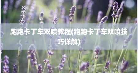 跑跑卡丁车双喷教程(跑跑卡丁车双喷技巧详解)