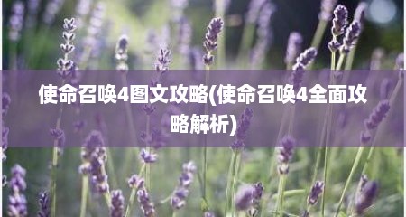 使命召唤4图文攻略(使命召唤4全面攻略解析)