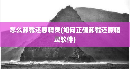 怎么卸载还原精灵(如何正确卸载还原精灵软件)