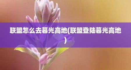 联盟怎么去暮光高地(联盟登陆暮光高地)