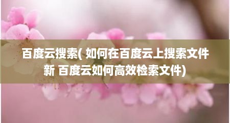 百度云搜索( 如何在百度云上搜索文件新 百度云如何高效检索文件)