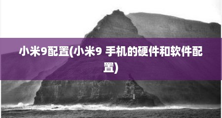 小米9配置(小米9 手机的硬件和软件配置)