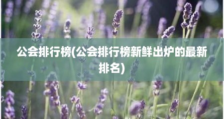 公会排行榜(公会排行榜新鲜出炉的最新排名)