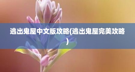 逃出鬼屋中文版攻略(逃出鬼屋完美攻略)