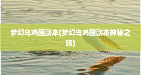梦幻乌鸡国副本(梦幻乌鸡国副本神秘之旅)