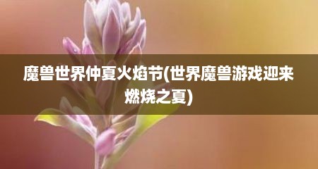 魔兽世界仲夏火焰节(世界魔兽游戏迎来燃烧之夏)