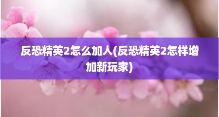 反恐精英2怎么加人(反恐精英2怎样增加新玩家)