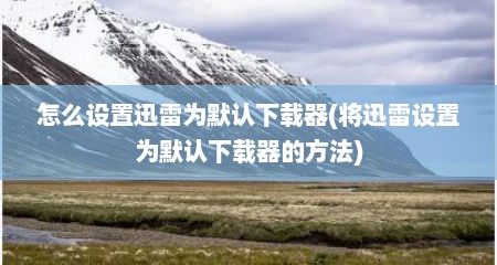 怎么设置迅雷为默认下载器(将迅雷设置为默认下载器的方法)