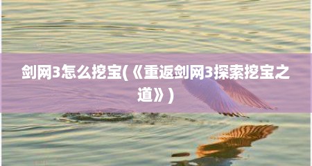 剑网3怎么挖宝(《重返剑网3探索挖宝之道》)