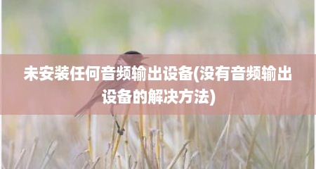 未安装任何音频输出设备(没有音频输出设备的解决方法)