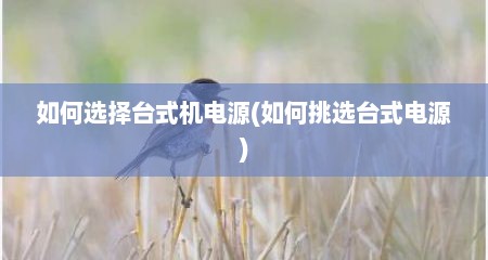 如何选择台式机电源(如何挑选台式电源)