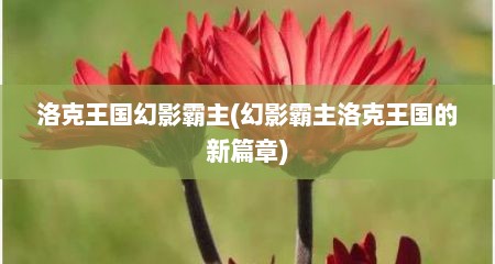 洛克王国幻影霸主(幻影霸主洛克王国的新篇章)