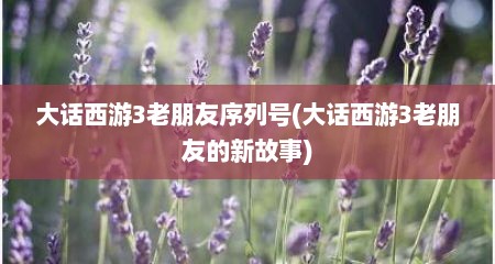 大话西游3老朋友序列号(大话西游3老朋友的新故事)