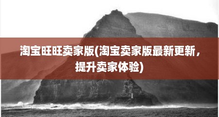 淘宝旺旺卖家版(淘宝卖家版最新更新，提升卖家体验)