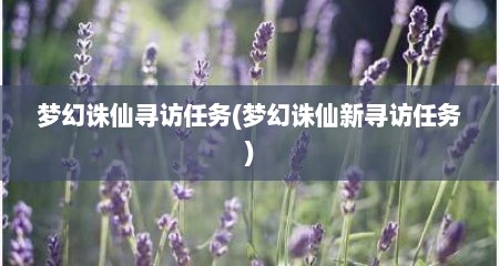 梦幻诛仙寻访任务(梦幻诛仙新寻访任务)