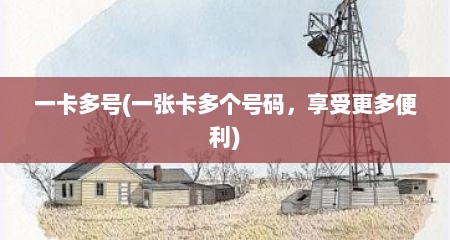 一卡多号(一张卡多个号码，享受更多便利)