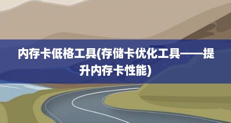 内存卡低格工具(存储卡优化工具——提升内存卡性能)