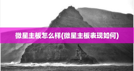 微星主板怎么样(微星主板表现如何)