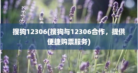 搜狗12306(搜狗与12306合作，提供便捷购票服务)