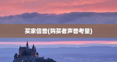买家信誉(购买者声誉考量)