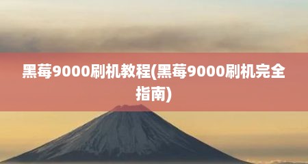 黑莓9000刷机教程(黑莓9000刷机完全指南)
