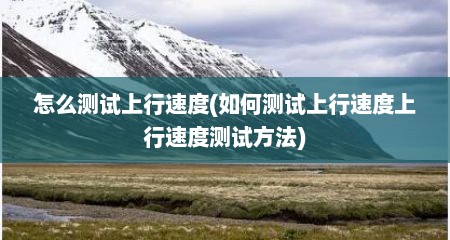 怎么测试上行速度(如何测试上行速度上行速度测试方法)