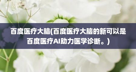 百度医疗大脑(百度医疗大脑的新可以是百度医疗AI助力医学诊断。)