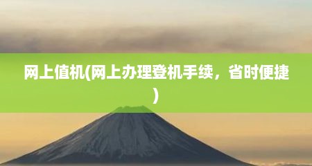 网上值机(网上办理登机手续，省时便捷)