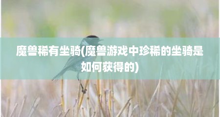 魔兽稀有坐骑(魔兽游戏中珍稀的坐骑是如何获得的)