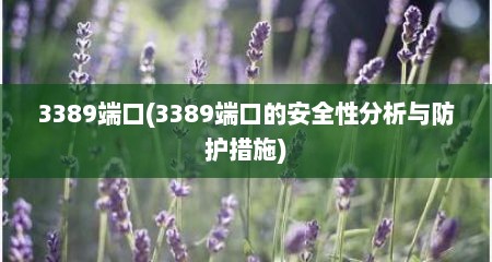 3389端口(3389端口的安全性分析与防护措施)