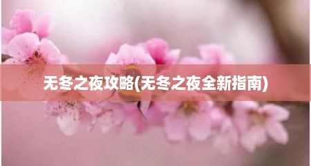 无冬之夜攻略(无冬之夜全新指南)