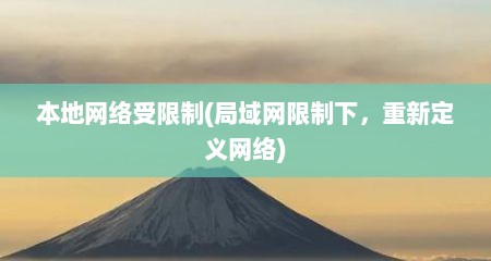 本地网络受限制(局域网限制下，重新定义网络)