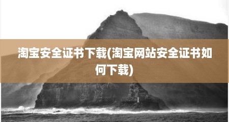 淘宝安全证书下载(淘宝网站安全证书如何下载)